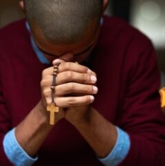 Hell answer all your prayers. Cropped shot of a man holding a rosary and praying.